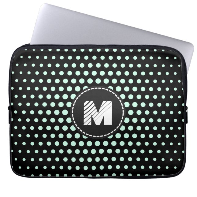 Capa Para Notebook Monograma Aero Blue Techno Dots Modern (Frente)