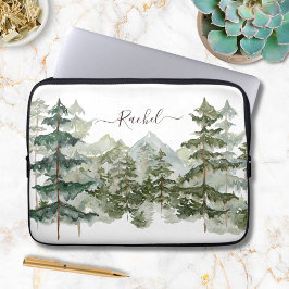 Capa Para Notebook Monograma Aquarela Pinus Floresta Montanha Russa