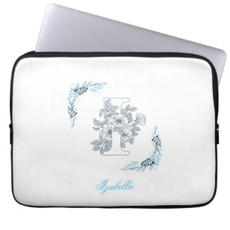 Capa Para Notebook Monograma Azul, Calm Floral