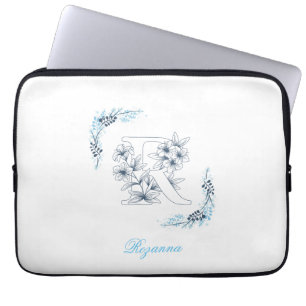 Capa Para Notebook Monograma Azul, Calm Floral