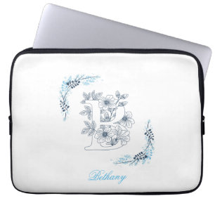 Capa Para Notebook Monograma Azul, Calm Floral
