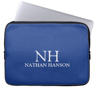Capa Para Notebook Monograma Azul Simples Moderno