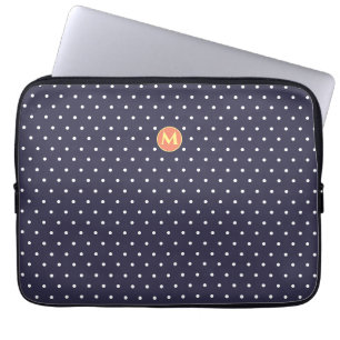 Capa Para Notebook Monograma Bolsa de laptop azul Bolinhas pequena