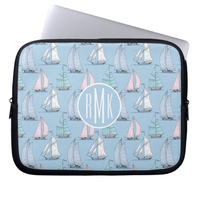 Capa Para Notebook Monograma bonito do teste padrão | do veleiro (Frente)