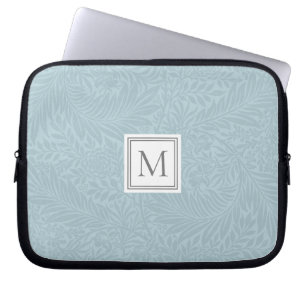 Capa Para Notebook Monograma Botânico Floral Azul Elegante