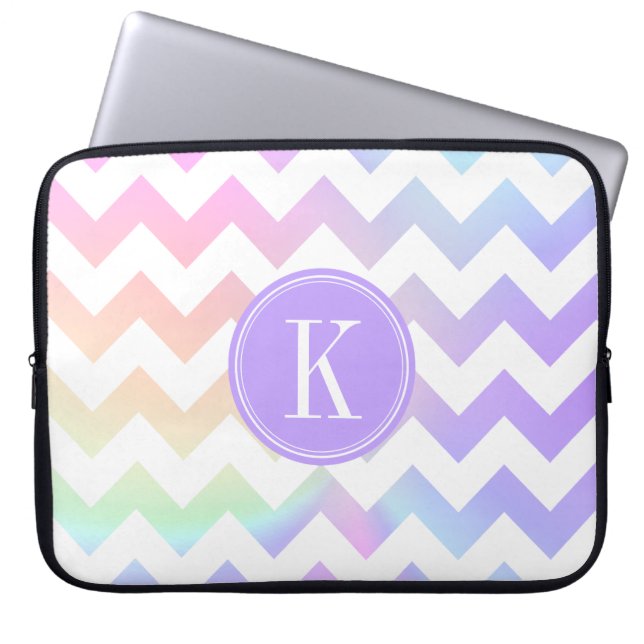 Capa Para Notebook Monograma branco do costume de Chevron do (Frente)