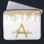 Capa Para Notebook Monograma branco Dourado de brilho<br><div class="desc">Mala branca e Dourada,  com brilho moderno e elegante,  brilho feminino e minúsculo monograma elegante. Esse caso pode ser personalizado para incluir seu nome inicial e próprio.</div>