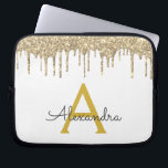 Capa Para Notebook Monograma branco Dourado de brilho<br><div class="desc">Mala branca e Dourada,  com brilho moderno e elegante,  brilho feminino e minúsculo monograma elegante. Esse caso pode ser personalizado para incluir seu nome inicial e próprio.</div>