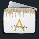 Capa Para Notebook Monograma branco Dourado de brilho<br><div class="desc">Mala branca e Dourada,  com brilho moderno e elegante,  brilho feminino e minúsculo monograma elegante. Esse caso pode ser personalizado para incluir seu nome inicial e próprio.</div>