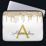 Capa Para Notebook Monograma branco Dourado de brilho<br><div class="desc">Mala branca e Dourada,  com brilho moderno e elegante,  brilho feminino e minúsculo monograma elegante. Esse caso pode ser personalizado para incluir seu nome inicial e próprio.</div>