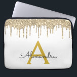Capa Para Notebook Monograma branco Dourado de brilho<br><div class="desc">Mala branca e Dourada,  com brilho moderno e elegante,  brilho feminino e minúsculo monograma elegante. Esse caso pode ser personalizado para incluir seu nome inicial e próprio.</div>