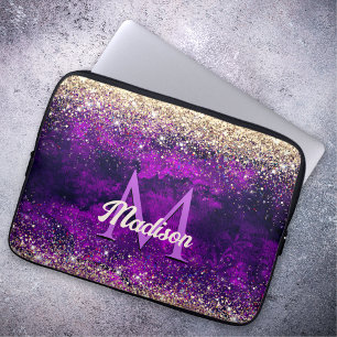 Capa Para Notebook Monograma branco escura e escura de ouro escura