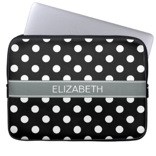 Capa Para Notebook Monograma branco preto do nome do carvão vegetal