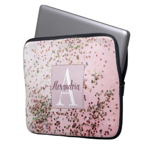 Capa Para Notebook Monograma Champagne Pink Confetti
