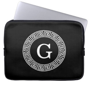 Capa Para Notebook Monograma chave grego branco preto da inicial do
