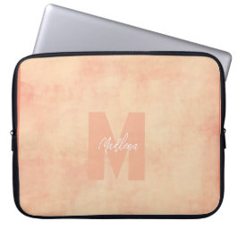 Capa Para Notebook Monograma Chic em Tons Pastéis Terrosos de Coral