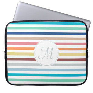 Capa Para Notebook Monograma Chic Pastel Arco-íris Horizontal Stripes