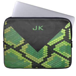 Capa Para Notebook Monograma Cobra Verde e Preto