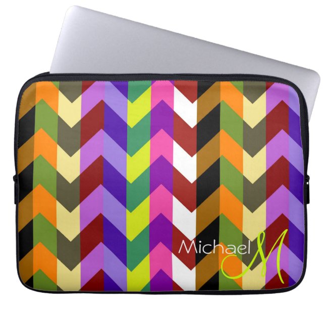 Capa Para Notebook Monograma Colorido Personalizado Zigzag 6 (Frente)
