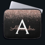 Capa Para Notebook Monograma com brilho rosado e cintilação Dourada r<br><div class="desc">Rosa Dourado - Coletor brilhante rosa e preto,  brilho e minúsculo esmagador elegante. Esse caso pode ser personalizado para incluir seu nome inicial e próprio.</div>