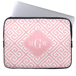 Capa Para Notebook Monograma conhecido cor-de-rosa chave grego do MED