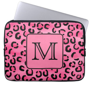 Capa Para Notebook Monograma cor-de-rosa brilhante do costume do
