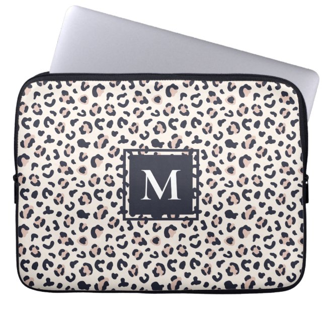 Capa Para Notebook Monograma cor-de-rosa de impressão leopardo (Frente)
