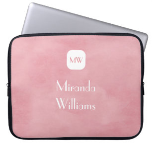 Capa Para Notebook Monograma Cor-de-Rosa Simples e Quadrado com Nome