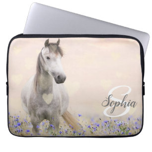 Capa Para Notebook Monograma da Flor Púrpura de Cavalo Branco Cujo Ca