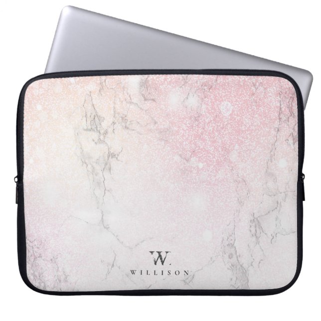 Capa Para Notebook Monograma da Luxury Marble Glitter (Frente)