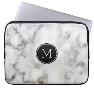 Capa Para Notebook Monograma da Pedra Marble da cinza