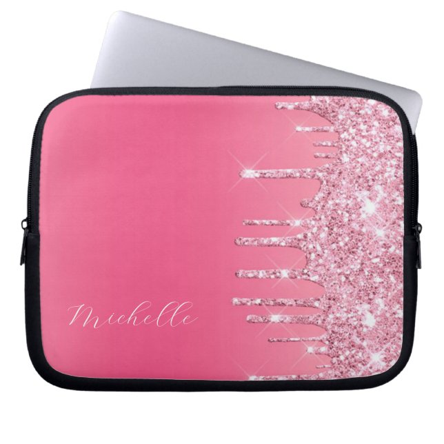 Capa Para Notebook Monograma da tendência da brilha rosa (Frente)