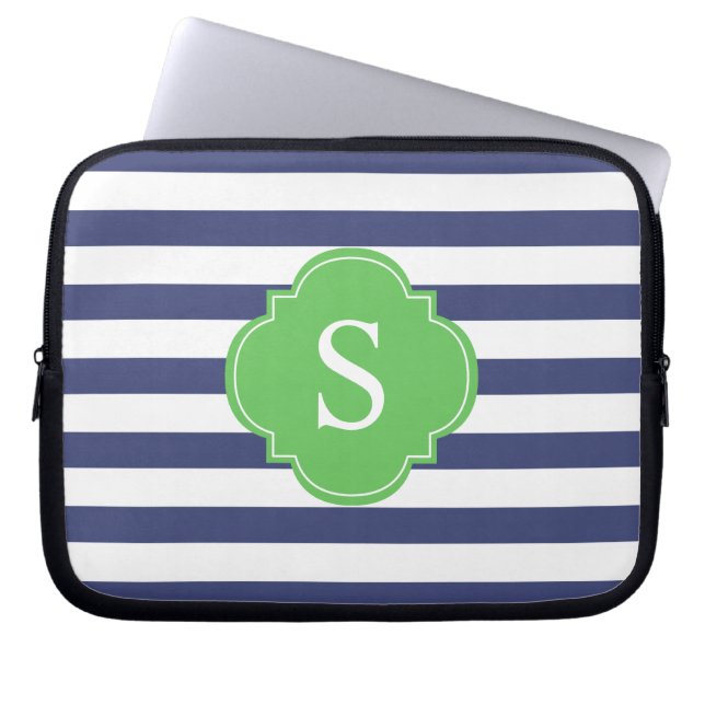 Capa Para Notebook Monograma das faixas azul e verde (Frente)