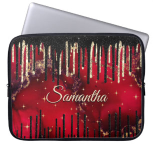 Capa Para Notebook monograma das gotas de na moda vermelho preto