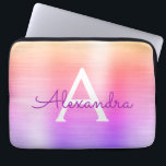 Capa Para Notebook Monograma de aço inoxidável cor-de-rosa e púrpura<br><div class="desc">Capa Elegante de Aço Isolante,  de Aço Inoxidável,  cor-de-rosa e pastel roxo. Esta capa pode ser personalizada para incluir seu nome inicial e próprio.</div>