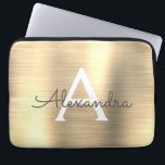 Capa Para Notebook Monograma de aço inoxidável Dourado de luxo<br><div class="desc">Capa de Monograma Elegante de Aço Ilegante e Lúxio Dourado Faux Stainless. Esta capa pode ser personalizada para incluir seu nome inicial e próprio.</div>