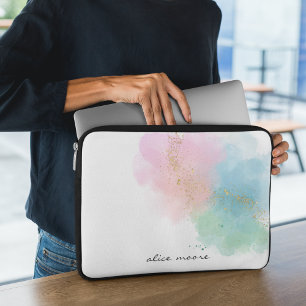 Capa Para Notebook Monograma de Aquarela e Script do Pastel Sparkle