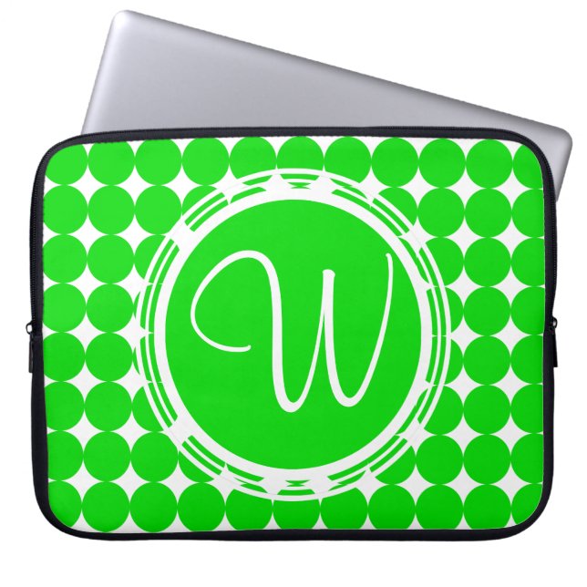 Capa Para Notebook Monograma de Bolinhas Verde (Frente)