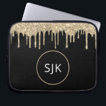 Capa Para Notebook Monograma de brilho brilhante com desvio Dourado<br><div class="desc">Glitter de perfuração de faxes Dourados e pretos e caixa de início de Elegante de faísca esmagadora monogramas. Esse caso pode ser personalizado para incluir seu nome inicial e próprio.</div>