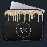 Capa Para Notebook Monograma de brilho brilhante com desvio Dourado<br><div class="desc">Glitter de perfuração de faxes Dourados e pretos e caixa de início de Elegante de faísca esmagadora monogramas. Esse caso pode ser personalizado para incluir seu nome inicial e próprio.</div>