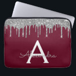 Capa Para Notebook Monograma de brilho brilhante de prata borgonha El<br><div class="desc">Burgundy e Silver Faux Derrubando Minúsculas Modernas e Elegantes Glitter e Minúsculo Elegante Monograma. Esse caso pode ser personalizado para incluir seu nome inicial e próprio.</div>