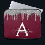 Capa Para Notebook Monograma de brilho brilhante de prata borgonha El<br><div class="desc">Burgundy e Silver Faux Derrubando Minúsculas Modernas e Elegantes Glitter e Minúsculo Elegante Monograma. Esse caso pode ser personalizado para incluir seu nome inicial e próprio.</div>