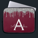Capa Para Notebook Monograma de brilho brilhante de prata borgonha El<br><div class="desc">Burgundy e Silver Faux Derrubando Minúsculas Modernas e Elegantes Glitter e Minúsculo Elegante Monograma. Esse caso pode ser personalizado para incluir seu nome inicial e próprio.</div>