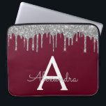 Capa Para Notebook Monograma de brilho brilhante de prata borgonha El<br><div class="desc">Burgundy e Silver Faux Derrubando Minúsculas Modernas e Elegantes Glitter e Minúsculo Elegante Monograma. Esse caso pode ser personalizado para incluir seu nome inicial e próprio.</div>