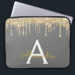 Capa Para Notebook Monograma de brilho Dourado da cinza<br><div class="desc">Cinzas de carvão (Cinzas) e Dourada "Faux" a perfurar o caso de monograma Elegante e moderno e elegante. Esse caso pode ser personalizado para incluir seu nome inicial e próprio.</div>