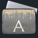 Capa Para Notebook Monograma de brilho Dourado da Cinza de carvão<br><div class="desc">Cinzas de carvão (Cinzas) e Dourada "Faux" a perfurar o caso de monograma Elegante e moderno e elegante. Esse caso pode ser personalizado para incluir seu nome inicial e próprio.</div>