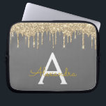 Capa Para Notebook Monograma de brilho Dourado da Cinza de carvão<br><div class="desc">Cinzas de carvão (Cinzas) e Dourada "Faux" a perfurar o caso de monograma Elegante e moderno e elegante. Esse caso pode ser personalizado para incluir seu nome inicial e próprio.</div>