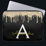 Capa Para Notebook Monograma de brilho Dourado preto<br><div class="desc">Preto e Dourado Faux a fazer um filme moderno e elegante com brilho brilhante e minúsculo monograma elegante. Esse caso pode ser personalizado para incluir seu nome inicial e próprio.</div>