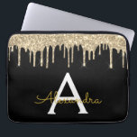 Capa Para Notebook Monograma de brilho Dourado preto<br><div class="desc">Preto e Dourado Faux a fazer um filme moderno e elegante com brilho brilhante e minúsculo monograma elegante. Esse caso pode ser personalizado para incluir seu nome inicial e próprio.</div>