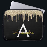Capa Para Notebook Monograma de brilho Dourado preto<br><div class="desc">Preto e Dourado Faux a fazer um filme moderno e elegante com brilho brilhante e minúsculo monograma elegante. Esse caso pode ser personalizado para incluir seu nome inicial e próprio.</div>
